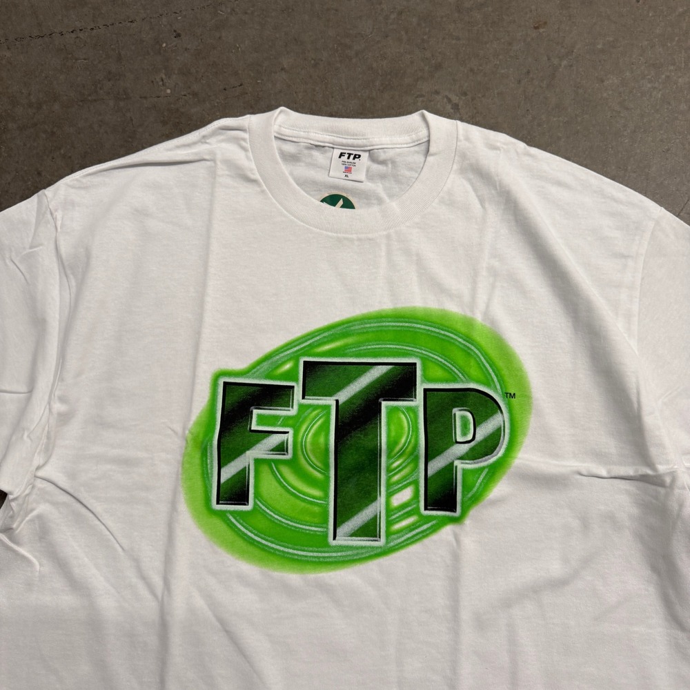 FTP Portal T-Shirt White Green Airbrush Logo Streetwear Mens XL